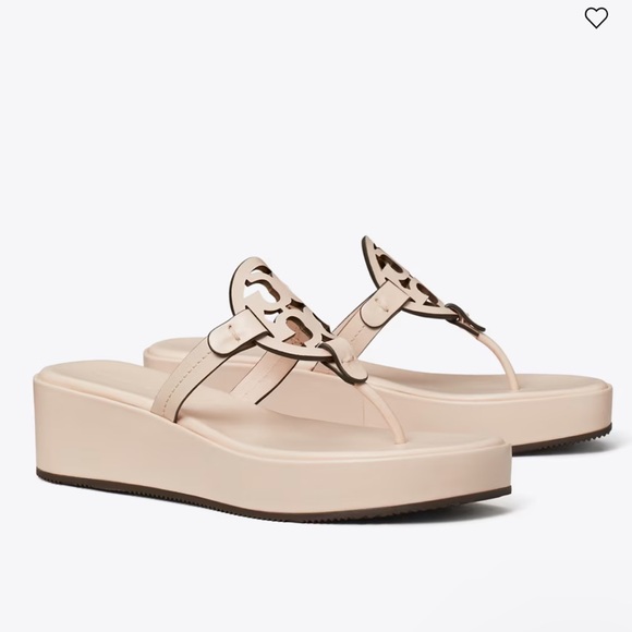 Tory Burch  MILLER WEDGE SANDAL
$275 size 9.5 gently used
Color: Soft Pink - Picture 3 of 16